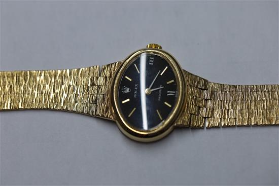 A ladys 1970s 9ct gold Rolex Precision manual wind wrist watch,